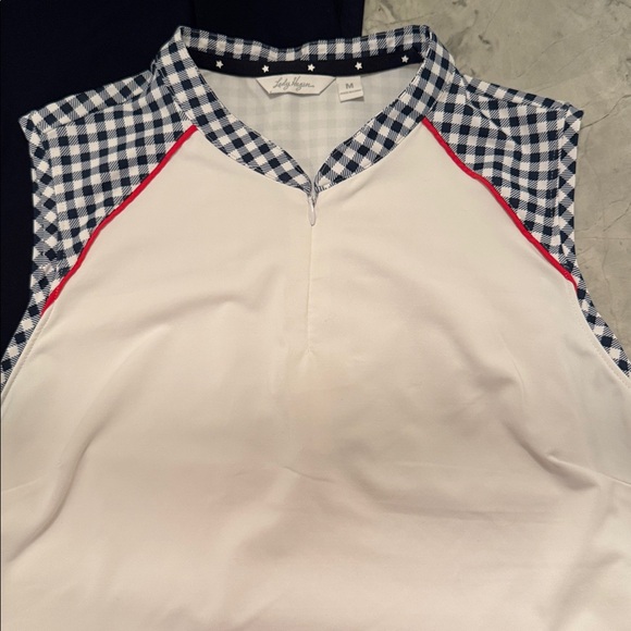 Lady Hogan Navy and White Gingham Golf Skort, sleeveless top & Jacket - Picture 7 of 11